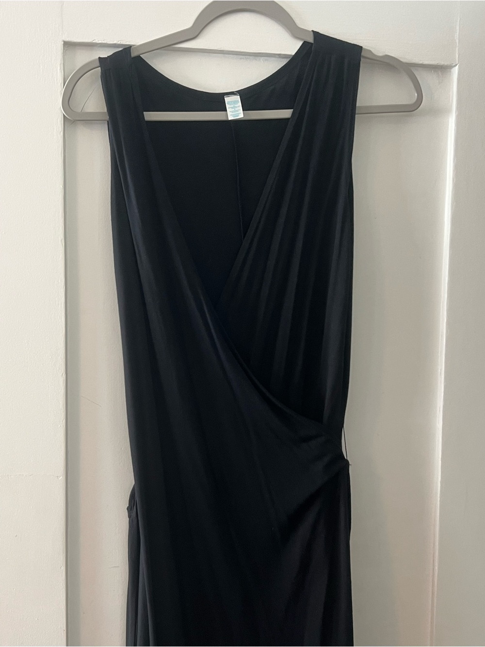 Sleeveless Black Wrap-Front Women’s Dress